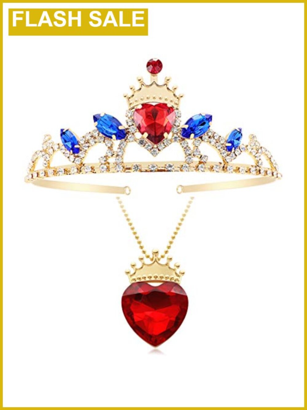 Evie Descendants 3 Tiara & Red Heart Necklace Jewelry Set